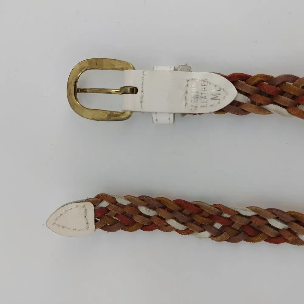 Vintage Womens Small Medium Belt Multi colored Braided Belt Rainbow 80s 90s